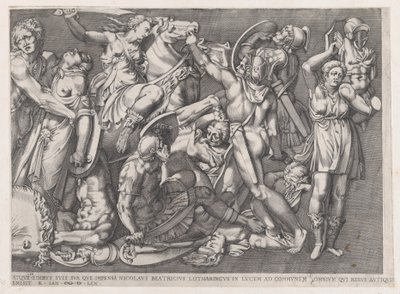 Rooman loiston peili: Amazonien taistelu, 1559, 1559. tekijältä Nicolas Beatrizet