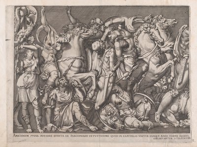 Rooman loiston peili: Amazonien taistelu, 1559, 1559. tekijältä Nicolas Beatrizet
