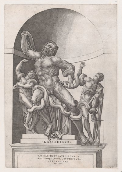 Rooman loiston peili: Laocoon, 1500-luku, 1500-luku. tekijältä Nicolas Beatrizet