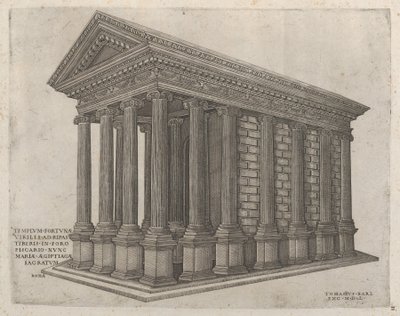 Rooman loiston peili: Onnentemppeli Roomassa, 1500-luku, 1500-luku. tekijältä Nicolas Beatrizet