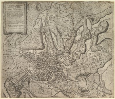 Rooman loiston peili: Näkymä Roomaan lännestä, 1557. tekijältä Nicolas Beatrizet