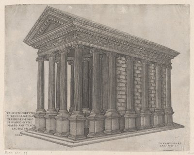 Fortunan temppeli, Rooma, 1550, 1550. tekijältä Nicolas Beatrizet