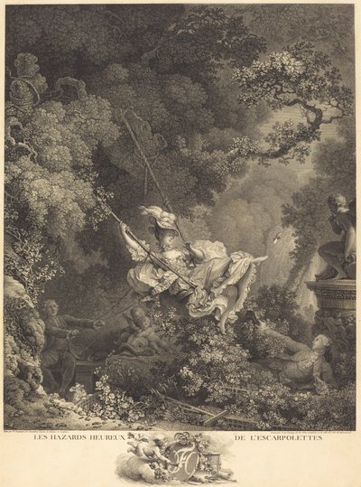 Escarpoletten onnelliset vaarat tekijältä Nicolas Delaunay after Jean Honoré Fragonard