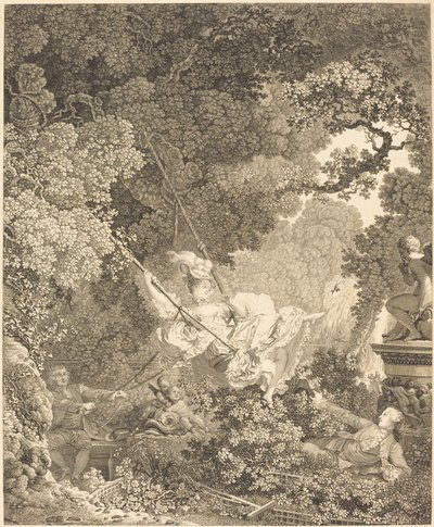 Escarpoletten onnelliset vaarat tekijältä Nicolas Delaunay after Jean Honoré Fragonard