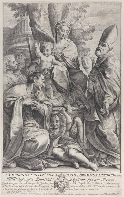 Neitsyt ja lapsi Saint Liboriuksen ja Carlo Borromeon kanssa, 1693-95, 1693-95. tekijältä Nicolas Dorigny