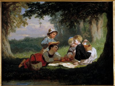 Le gouter champetre Nicolas Gaben (1814-1865) maalaus 1800-luvun yksityinen kokoelma tekijältä Nicolas Edward Gabe