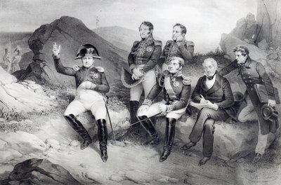 Keisari Napoleon I (1769-1821) sanelemassa muistelmiaan Emmanuel Las Casesille (1766-1842) St. Helenasta, 1860 tekijältä Nicolas Eustache Maurin