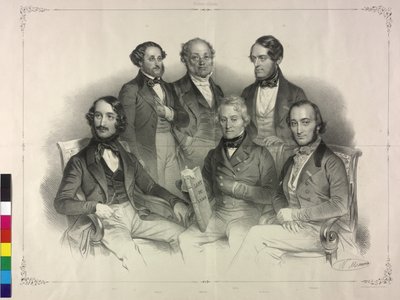 Taulukkokuva, jossa on kuvia Henry Wilhelm Ernstistä, kuuluisasta viulistista (litografia) tekijältä Nicolas Eustache Maurin