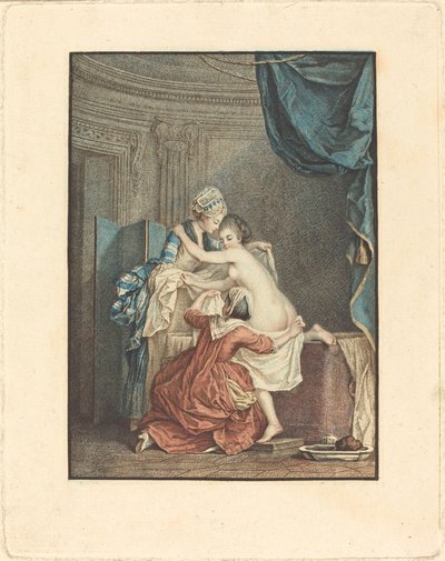 Le bain (kylpylä) tekijältä Nicolas François Regnault after Pierre Antoine Baudouin