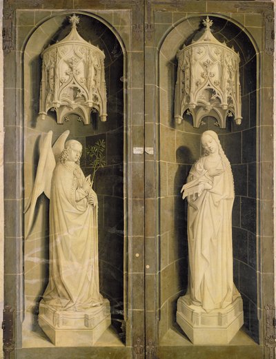 Anunciation, ulkopaneeli Mooseksen ja palavan pensaan triptyykistä, n. 1476 tekijältä Nicolas Froment