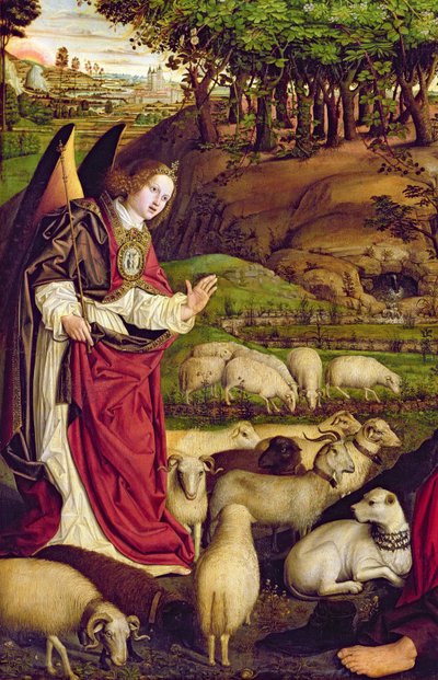Mooseksen triptyykki ja palava pensas, n. 1476 (yksityiskohta 173010) tekijältä Nicolas Froment