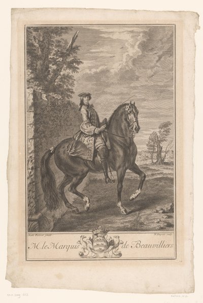 Paul de Beauvilliersin ratsastusmuotokuva M. le Marquis de Beauvilliers (otsikko esineessä) tekijältä Nicolas Gabriel Dupuis
