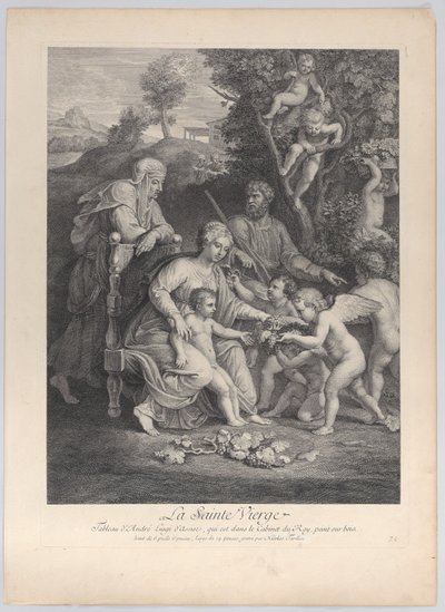 Pyhä perhe Pyhän Elisabetin ja enkelien kanssa, n. 1729, n. 1729. tekijältä Nicolas Henri Tardieu