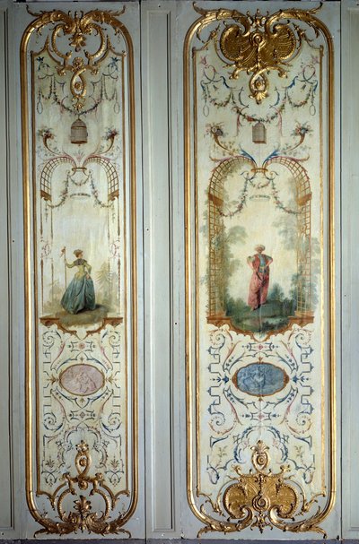 Hotel de Peyrencin maalattu paneeli, jonka on toteuttanut Nicolas Lancret (1690-1743) 1725 Pariisi, koristetaiteet tekijältä Nicolas Lancret
