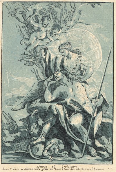 Diana ja Endymion tekijältä Nicolas Le Sueur after Sebastiano Conca