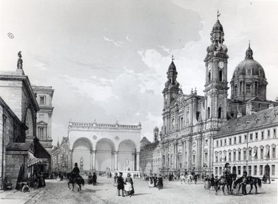 Kuninkaallinen palatsi, marsalkkasali ja teatterien kirkko Münchenissä, 1800-luvun ensimmäinen puolisko tekijältä Nicolas Marie Joseph Chapuy