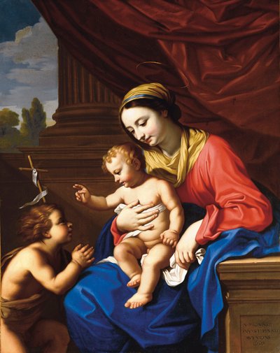 Neitsyt ja lapsi Pyhän Johannes Kastajan kanssa, 1650 tekijältä Nicolas Mignard