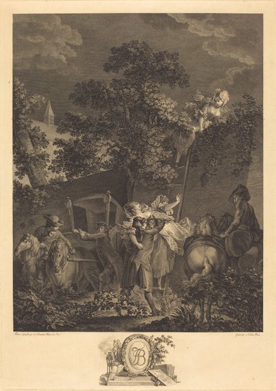 Yöinen sieppaus tekijältä Nicolas Ponce after Pierre Antoine Baudouin