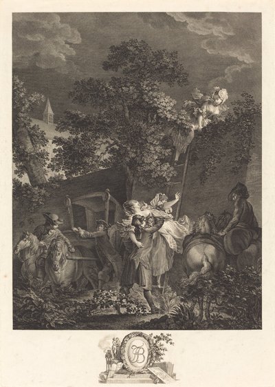 Yöinen sieppaus tekijältä Nicolas Ponce after Pierre Antoine Baudouin