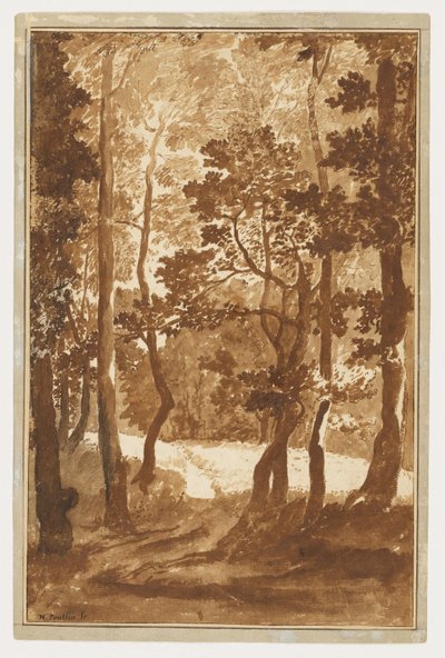 Metsäaukiolle johtava polku tekijältä Nicolas Poussin