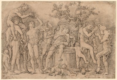 Bacchanal viinialtaalla tekijältä Nicolas Poussin