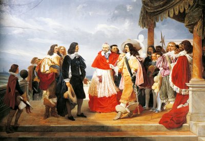 Kardinaali Richelieu esittelee Poussinin Ludvig XIII:lle vuonna 1640, yksityiskohta Jean Alaux