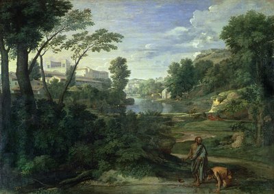 Maisema Diogenesin kanssa tekijältä Nicolas Poussin