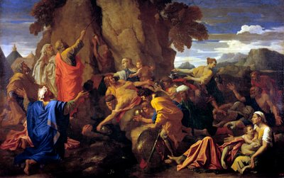 Mooses iskee kallioon, 1649 tekijältä Nicolas Poussin