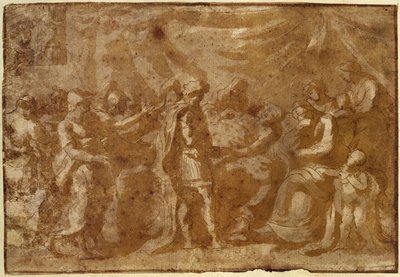 Study for the Death of Germanicus (kynä ja muste paperille) tekijältä Nicolas Poussin