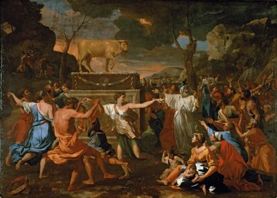 Kultaisen vasikan palvonta ... tekijältä Nicolas Poussin