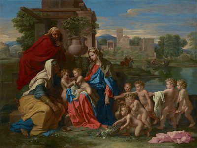 Pyhä perhe, n. 1651 (öljy kankaalle) tekijältä Nicolas Poussin