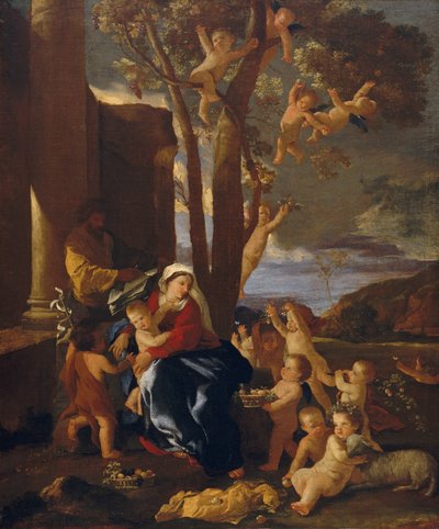 Pyhä perhe Pyhän Johannes Kastajan kanssa, n. 1627. tekijältä Nicolas Poussin
