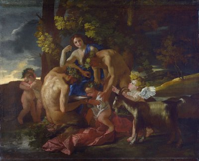 Bacchuksen hoito, n. 1628-29 tekijältä Nicolas Poussin