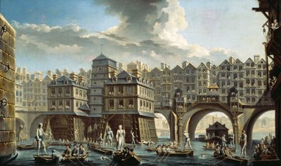 Proomujen kilpailu Pont Neufin edessä, Pariisissa tekijältä Nicolas Raguenet