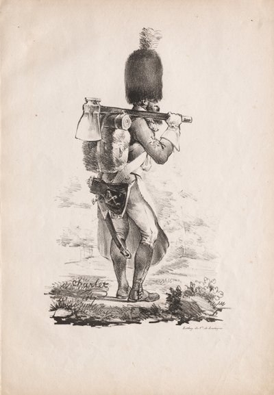 Sotilasasut: Jalkaväen sapööri, 1817-1818. tekijältä Nicolas Toussaint Charlet