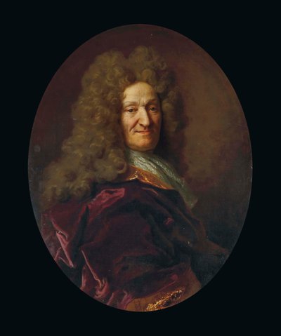 Muotokuva Jean de La Fontainesta, 73-vuotias, noin 1694 (öljy kankaalle). tekijältä Nicolas de Largilliere