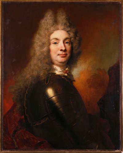 Muotokuva aatelismiehestä haarniskassa, yllään punainen viitta tekijältä Nicolas de Largillière