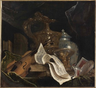 Asetelma soittimen kanssa, 1695-1700. tekijältä Nicolas de Largillière