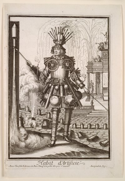Fantastiset puvut: Ilotulitteiden valmistajan puku tekijältä Nicolas de Larmessin II
