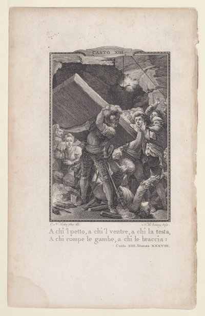 Canto 13, Stanza 38, Orlando Furioso, 1772-74, 1772-74. tekijältä Nicolas de Launay