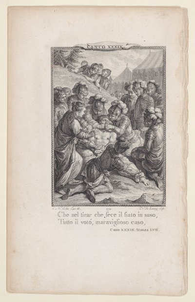 Canto 39, huone 57, Orlando Furiososta, 1774, 1774. tekijältä Nicolas de Launay