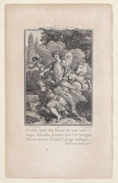 Canto 42, huone 64, Orlando Furiososta, 1774, 1774. tekijältä Nicolas de Launay