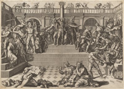Viattomien verilöyly tekijältä Nicolaus Beatrizet, after Marco Dente, after Baccio Bandinelli