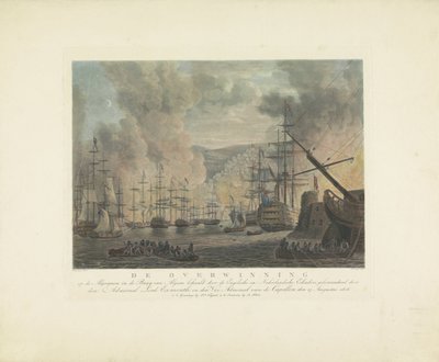 Algerin pommitukset 1816 Englantilaisten ja hollantilaisten laivueiden voitto Algerianlahdella, amiraali Lord Exmouth ja Capellenin vara-amiraali, 27. elokuuta 1816 (otsikko obj:ssa) tekijältä Nicolaus Heideloff