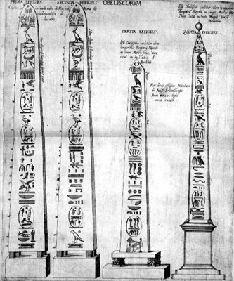 Egyptiläiset obeliskit hieroglyfeillä tekijältä Nicolaus van Aelst