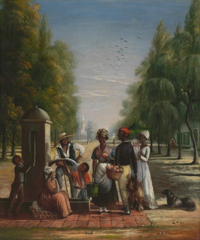 Palvelijoita pumpussa, n. 1840. tekijältä Nicolino Calyo