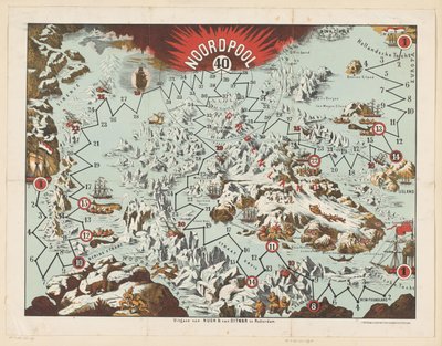 Lautapelin pelisäännöt: North Pole Lautapelin selitys / Matka pohjoisnavalle (otsikko esineessä) tekijältä Nijgh and Van Ditmar