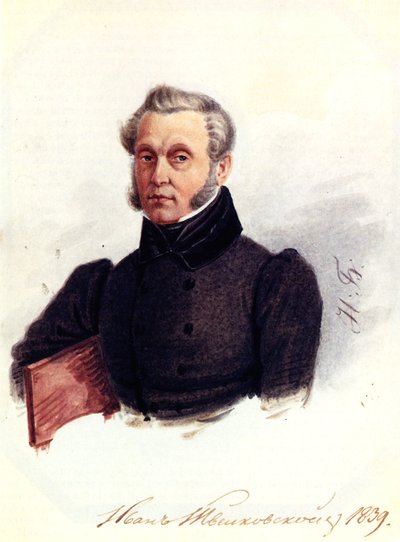Dekabristin Ivan Povalo-Shveikovskin muotokuva 1787-1845, 1839 tekijältä Nikolai Alexandrovich Bestuzhev
