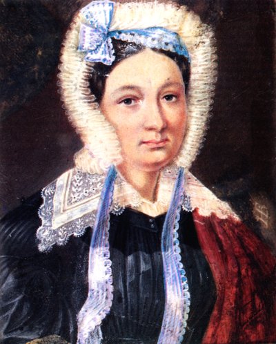 Maria Kazimirovna Jušnevskajan muotokuva 1790-1863, dekabristin Aleksanteri Jušnevskin vaimo, 1830-1839 tekijältä Nikolai Alexandrovich Bestuzhev