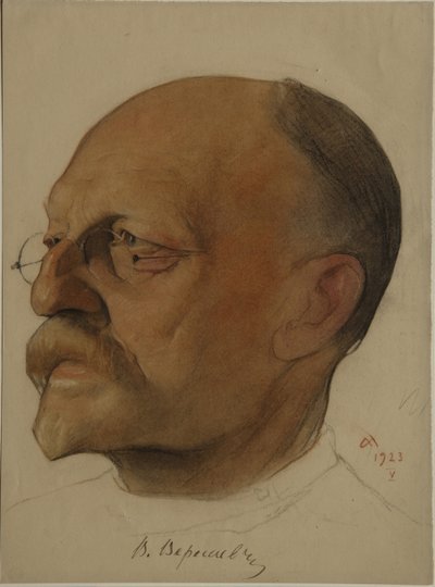 Muotokuva Vikenty Vikentjevitš Veresaev 1867-1945, 1923 tekijältä Nikolai Andreevich Andreev